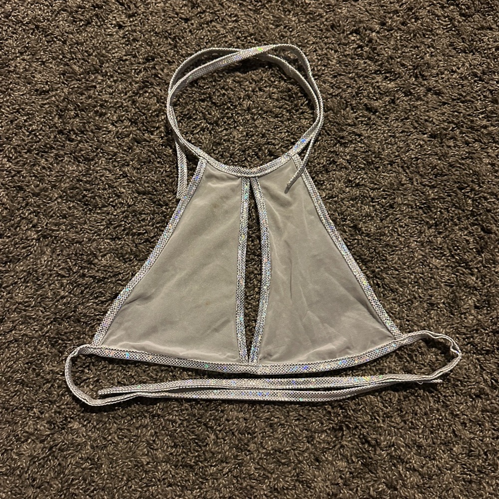 iHeartRaves Silver Halter Top